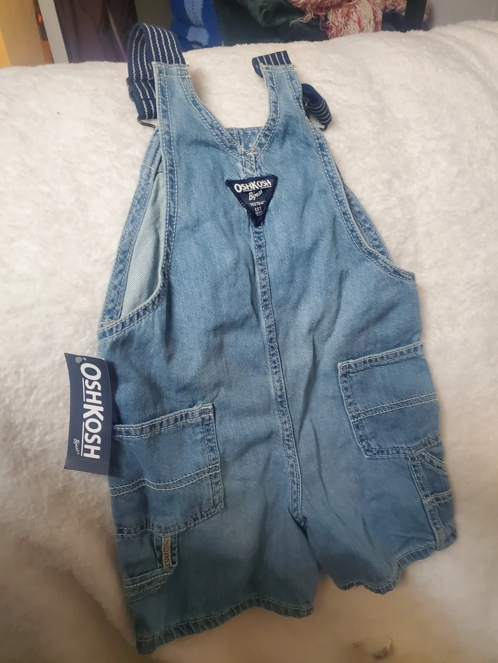 OshKosh B'gosh Light Blue Denim Kids One-Piece Short Overalls